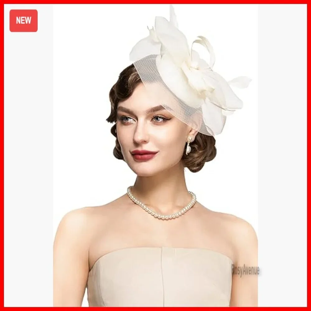 Women's Fascinator Hat with Feathers for Wedding Tea Party Derby